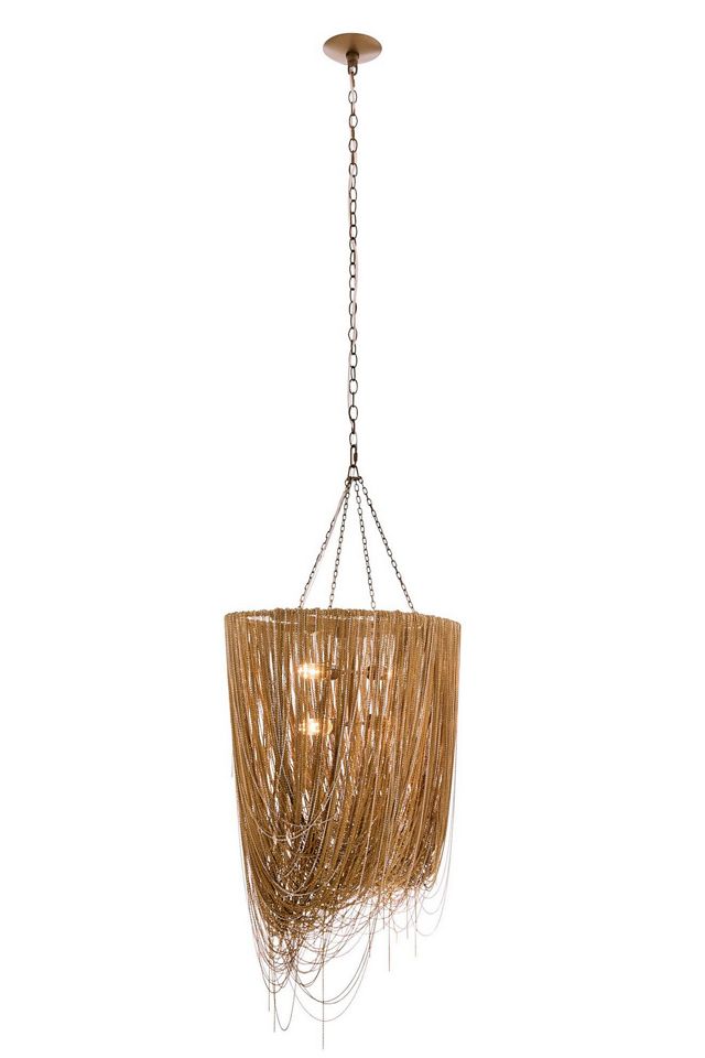 Layla Linear Cascaded Brass Chain Chandelier #1