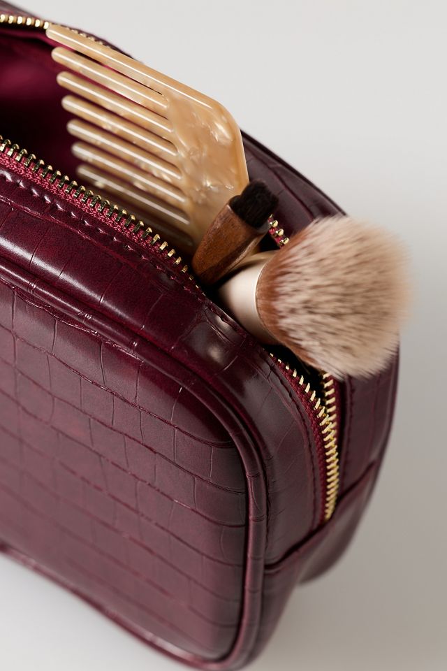 Frasier Sterling Croc Cosmetic Bag Cranberry #1