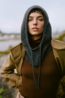 By Anthropologie 100% Cashmere Ribbed Hood