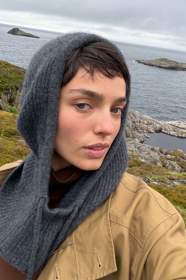 By Anthropologie 100% Cashmere Ribbed Hood #1