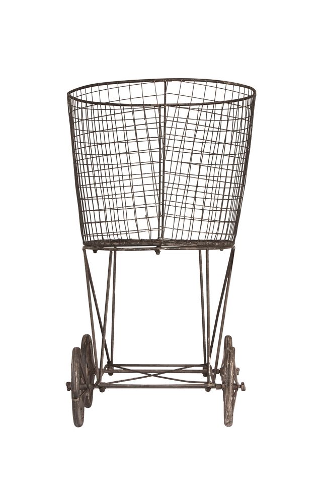 Iron Wired Rolling Laundry Cart with Rack #1