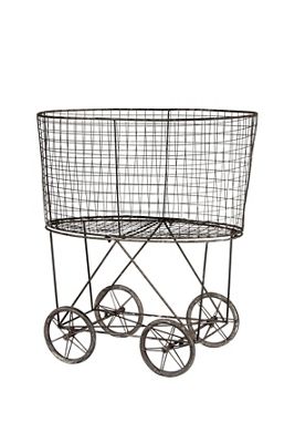 Iron Wired Rolling Laundry Cart with Rack