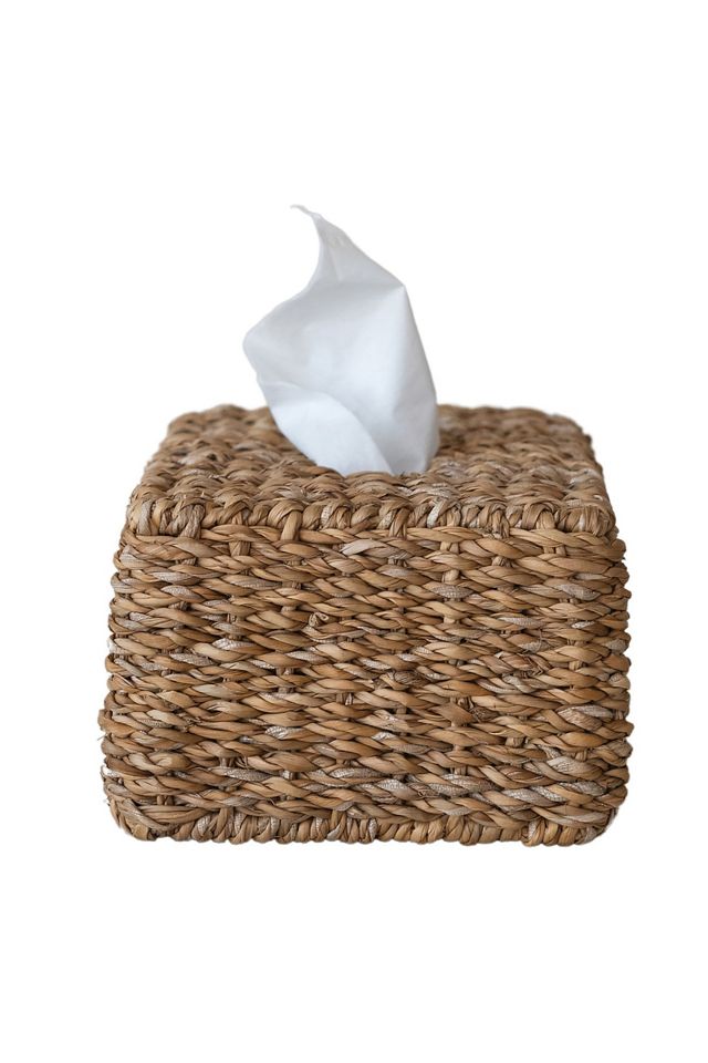 Hand-Woven Seagrass Tissue Box Cover #1