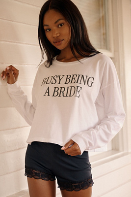 Letluv 100% Cotton Busy Being A Bride Long Sleeve Tee by Anthropologie