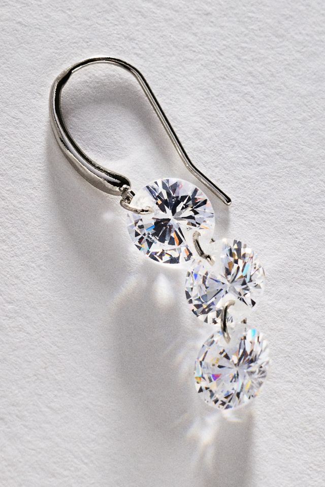By Anthropologie Triple Floating Crystal Earrings #1