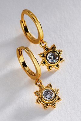 By Anthropologie Sunburst Huggie Earrings