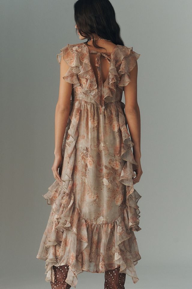 Plunge Ruffled Midi Dress #1
