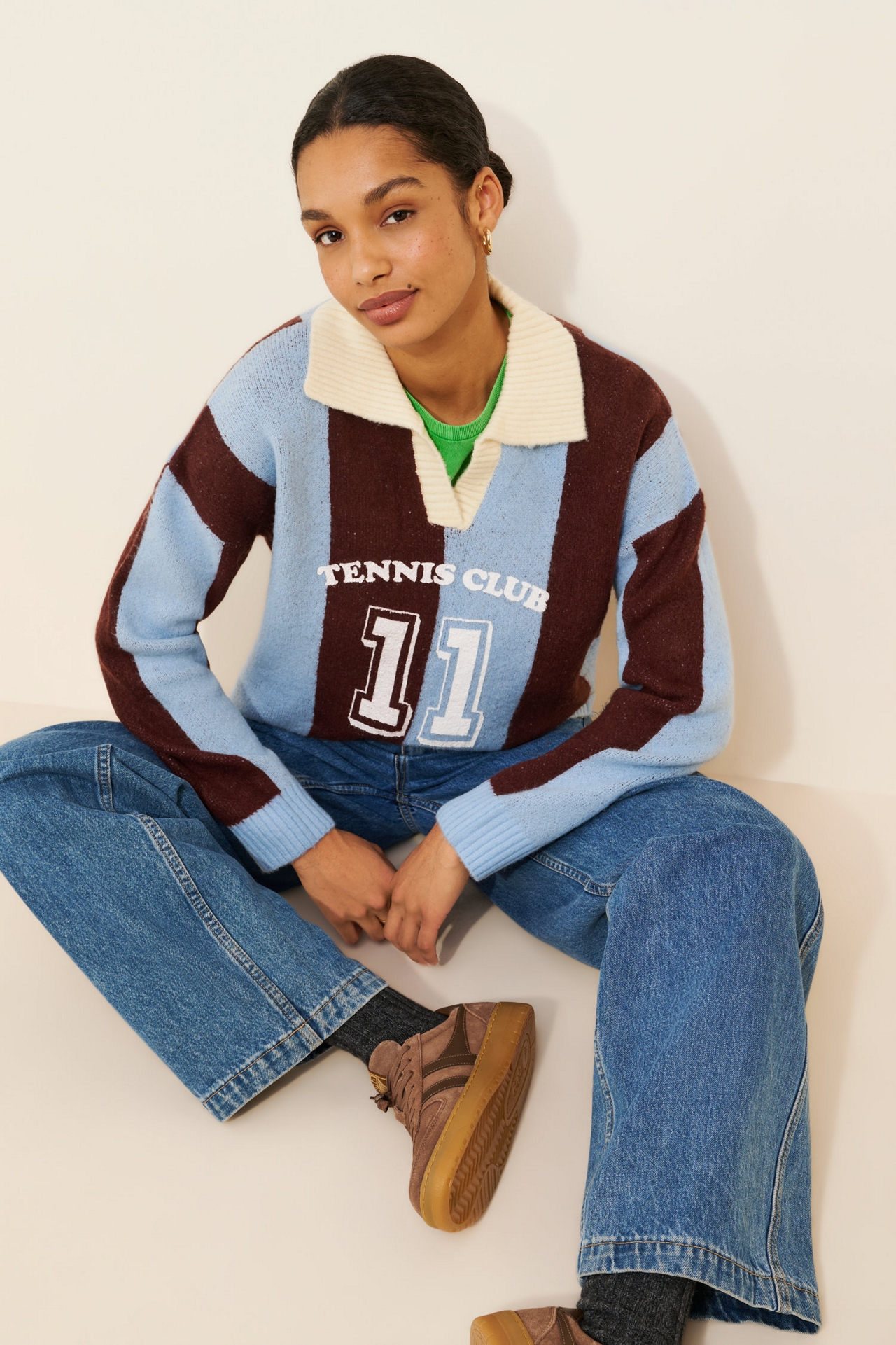 Flat White Tennis Club Collared Pullover