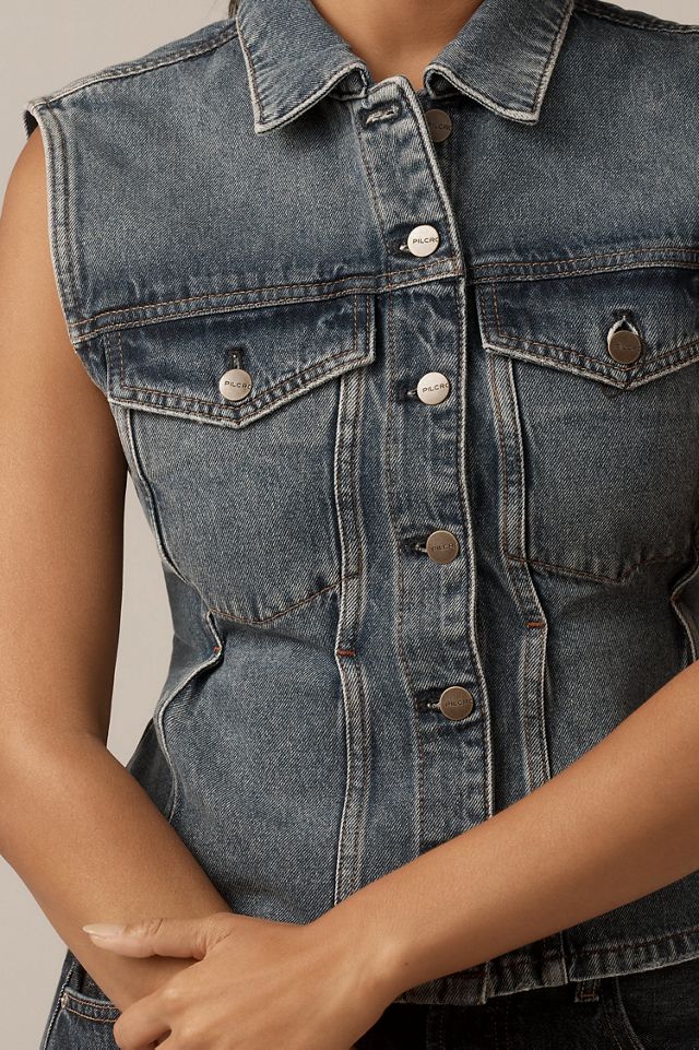 Pilcro Strong Shoulder Peplum Denim Vest #2