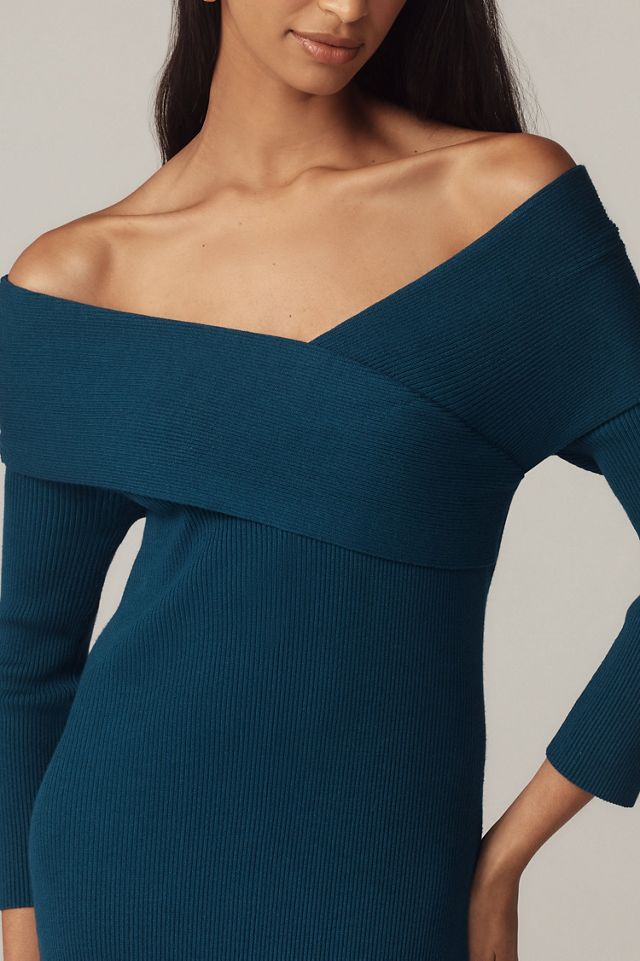 Off-Shoulder Slim Sweater Dress #2