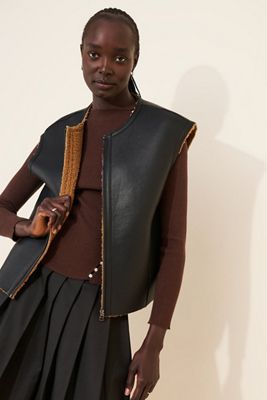 See U Soon Boxy Vegan-Leather Vest