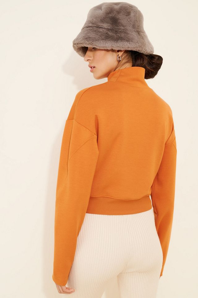 Sunday Market Structured Crop Funnel-Neck Sweatshirt #1
