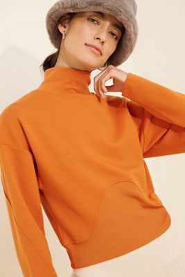 Sunday Market Structured Crop Funnel-Neck Sweatshirt