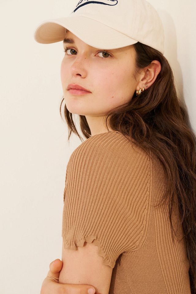 Maeve Ruffled Short-Sleeve Polo Sweater #2