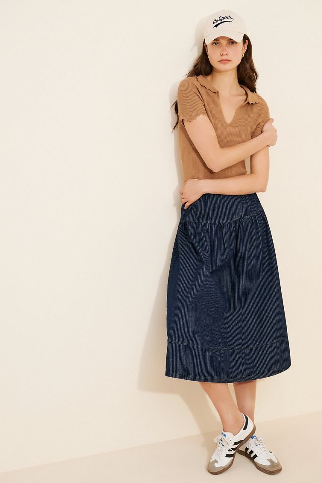 Maeve Ruffled Short-Sleeve Polo Sweater #3