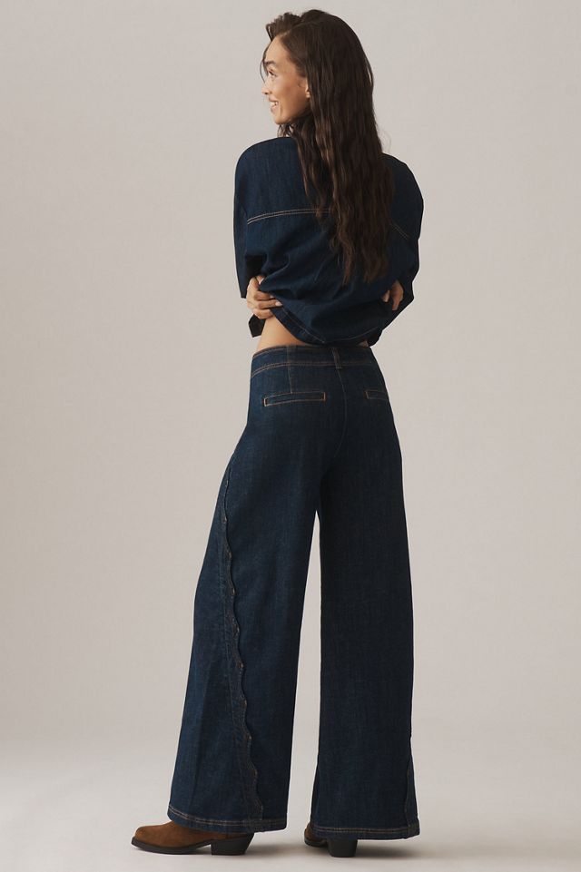Maeve Scallop High-Rise Wide-Leg Jeans #1