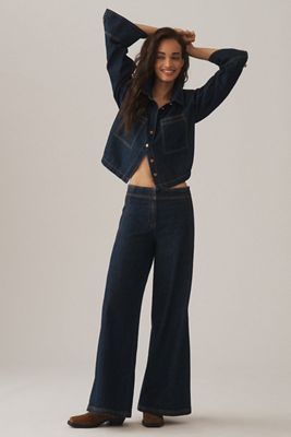 Maeve Scallop High-Rise Wide-Leg Jeans