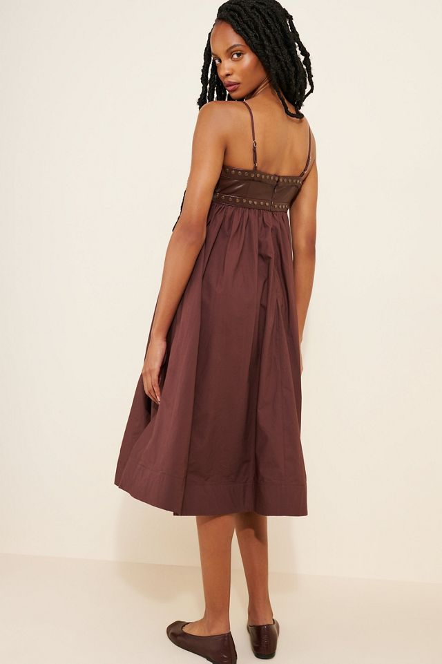 Twofer Faux-Leather Babydoll Dress #1