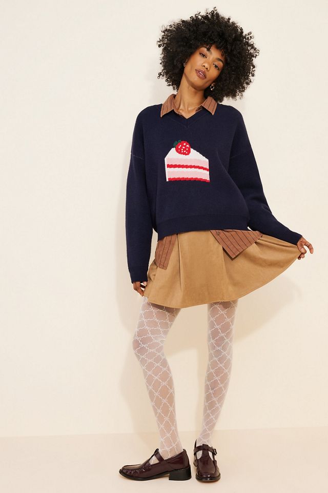Flat White Cake Motif Sweater #3