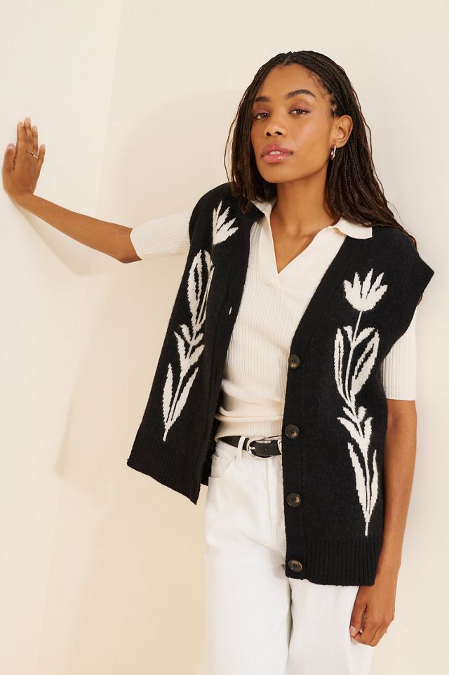 Button-Front Sweater Vest #2