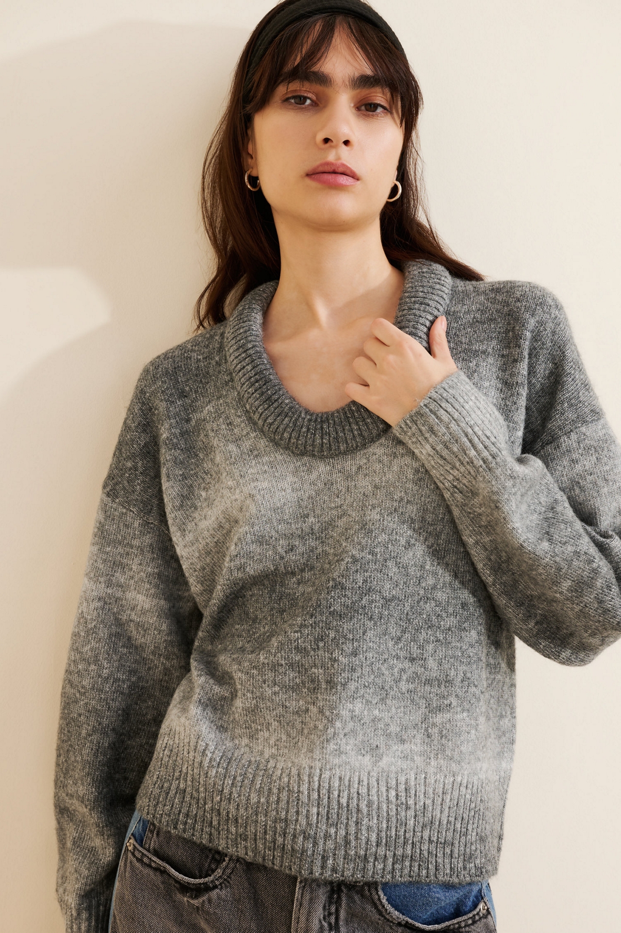 Habitual Space Dye Scoop Neck Sweater