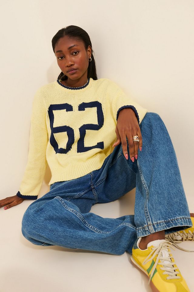 Porridge Wide-Sleeve Graphic Numbers Sweater #2