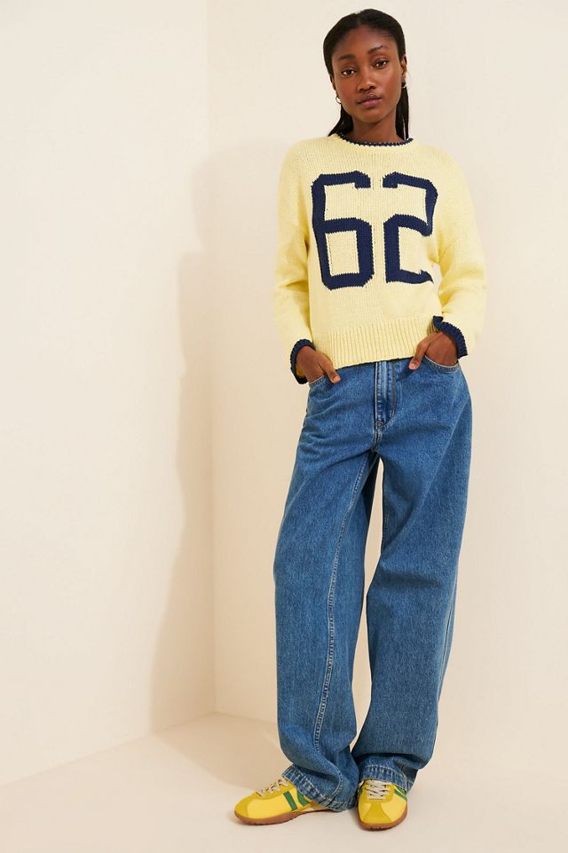 Porridge Wide-Sleeve Graphic Numbers Sweater #3