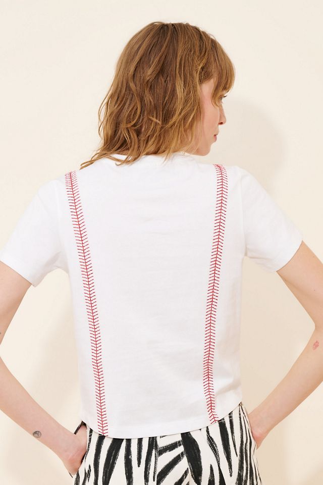 Terez LA Baseball Stitch Baby Tee #1