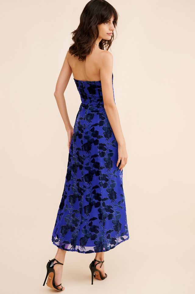 Hutch Strapless Velvet Burnout Midi Dress #1