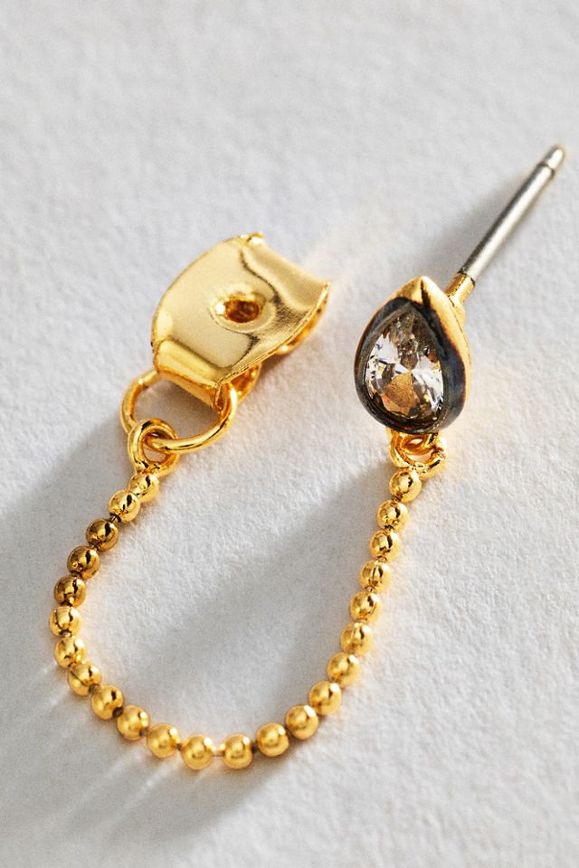By Anthropologie Pear Crystal Front Back Earrings #1