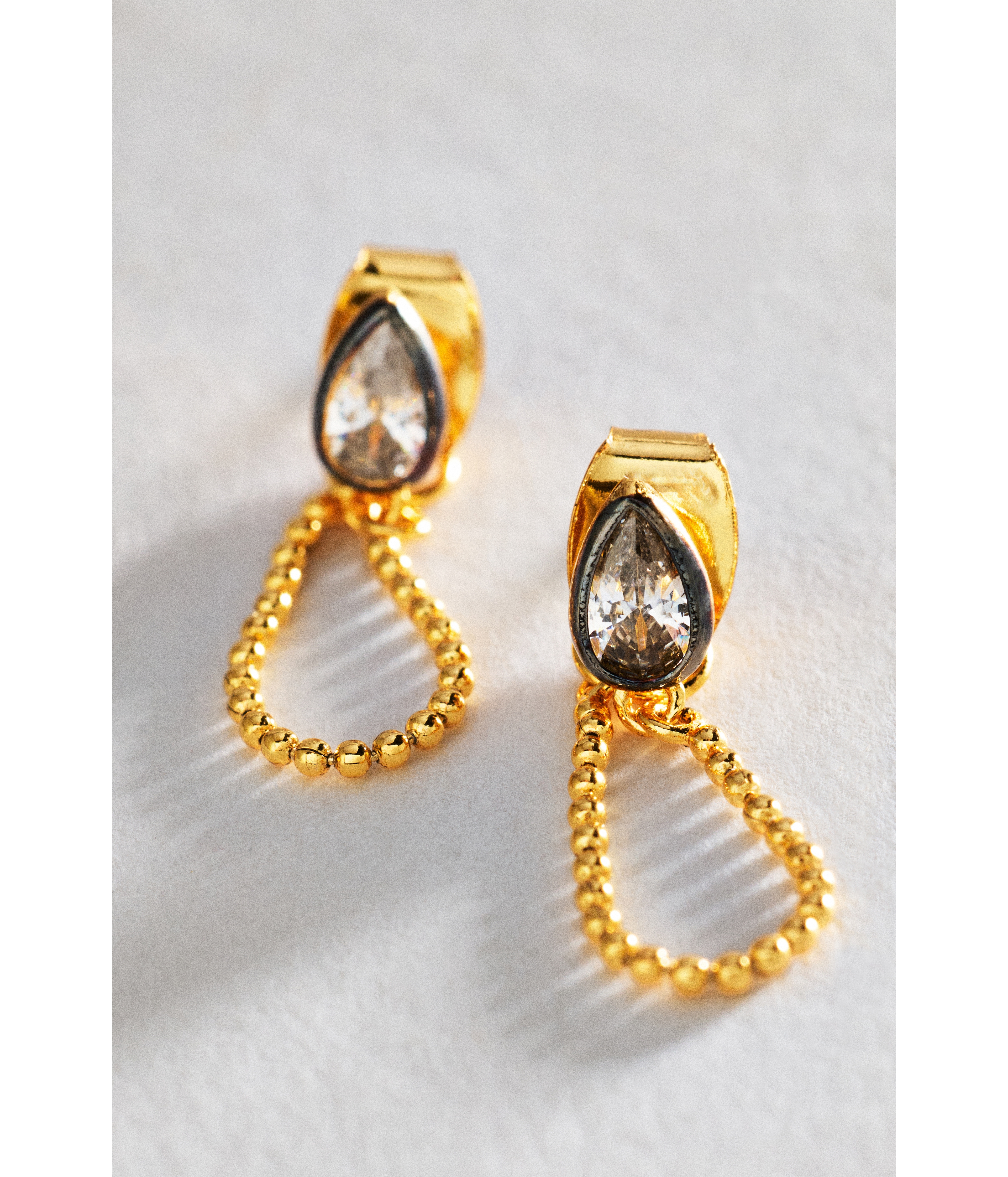 By Anthropologie Pear Crystal Front Back Earrings