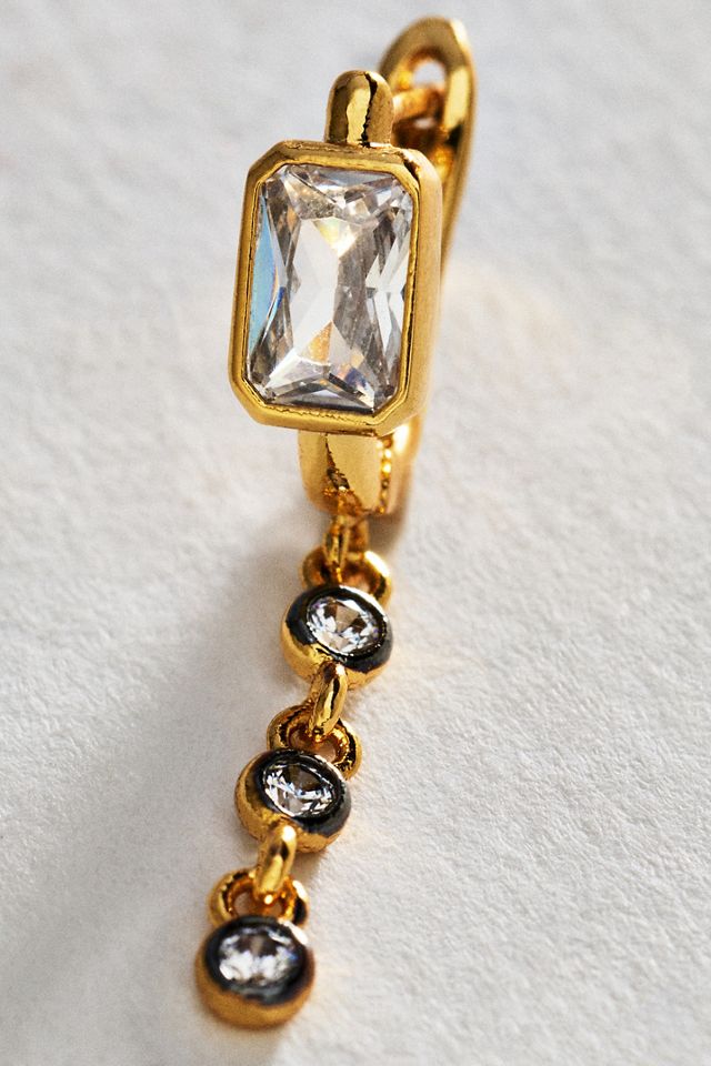 By Anthropologie Two Tone Crystal Pendant Earrings #1