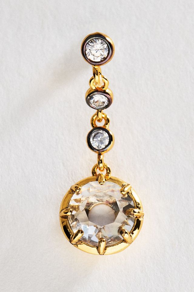 By Anthropologie Two Tone Round Crystal Earrings #1