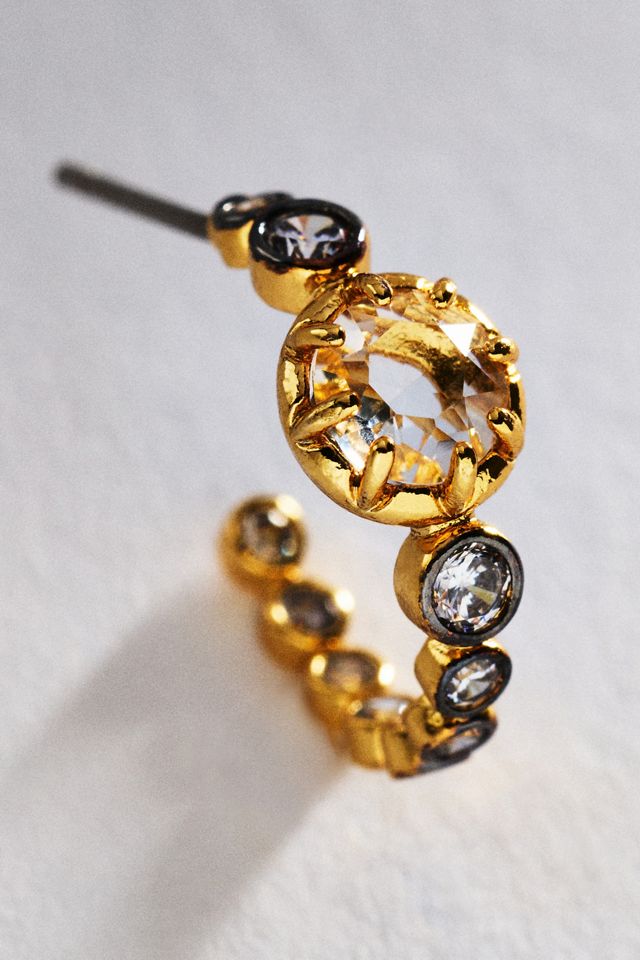 By Anthropologie Two Tone Crystal Hoop Earrings #1
