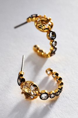 By Anthropologie Two Tone Crystal Hoop Earrings