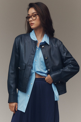 Maeve Collarless Vegan Leather Jacket | Anthropologie