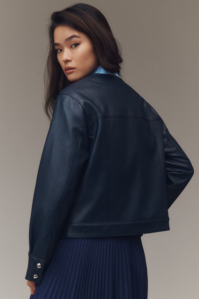 Maeve Collarless Vegan Leather Jacket #1