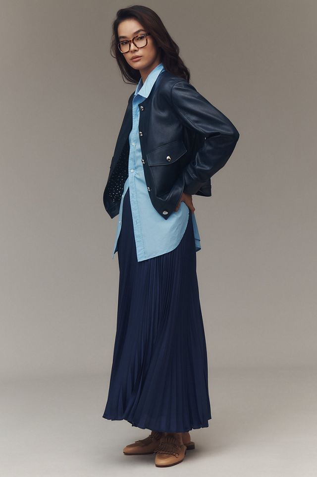 Maeve Collarless Vegan Leather Jacket #3