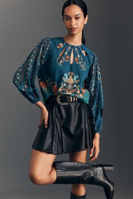 FARM Rio Long Sleeve Cutout Pullover Blouse