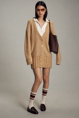 Maeve Layered Sparkle Cardigan Sweater Mini Dress