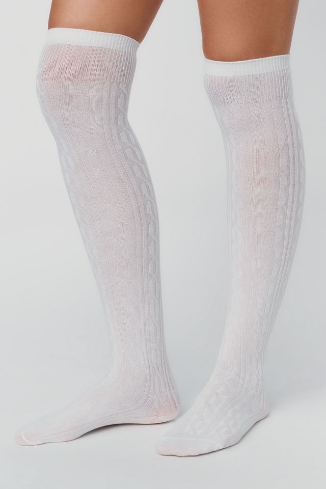 Sheer Over-The-Knee Cable Knit Socks #1