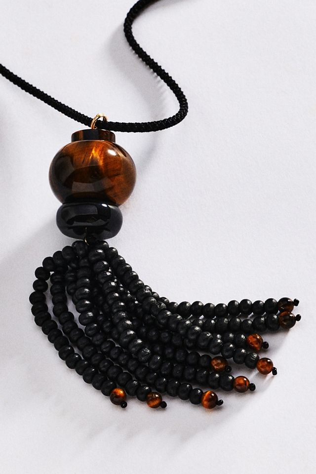 By Anthropologie Long Stone Pendant Necklace #1