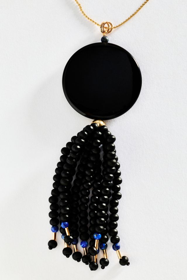 By Anthropologie Stone Tassel Pendant Necklace #1