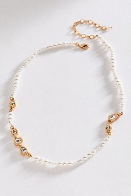 By Anthropologie Pearl and Crystal Necklace
