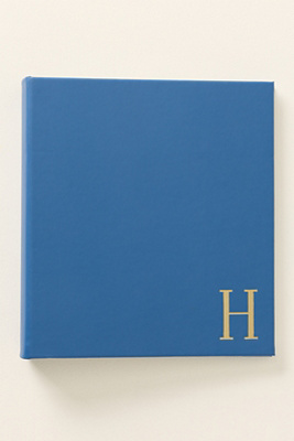 Graphic Image Monogram Leather-bound Photo Album In Blue