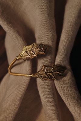 Ferm Living Holly Leaf Brass Napkin Rings, Set of 4