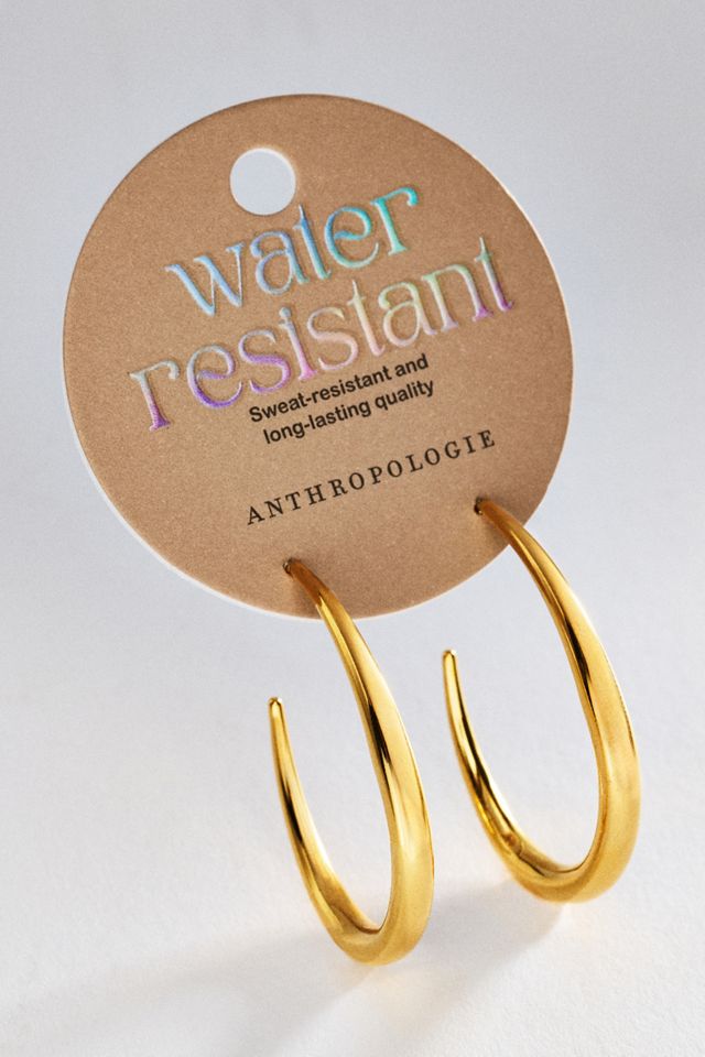 By Anthropologie Water Resistant Tapered Hoop Earrings #2