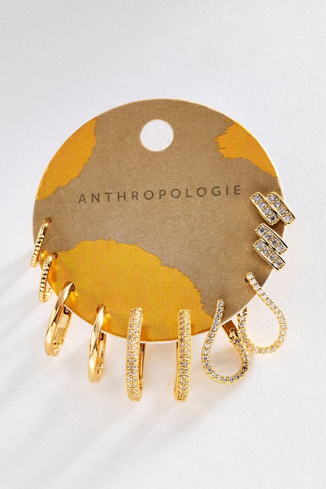 By Anthropologie Crystal Encrusted Earrings, Set of 5 #1