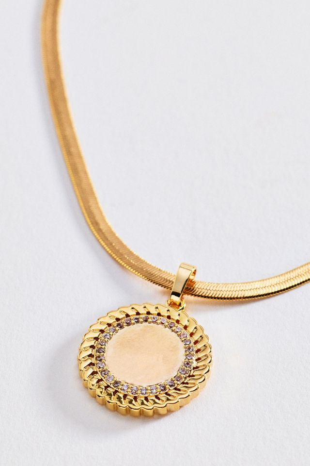 By Anthropologie Medallion Herringbone Necklace #2