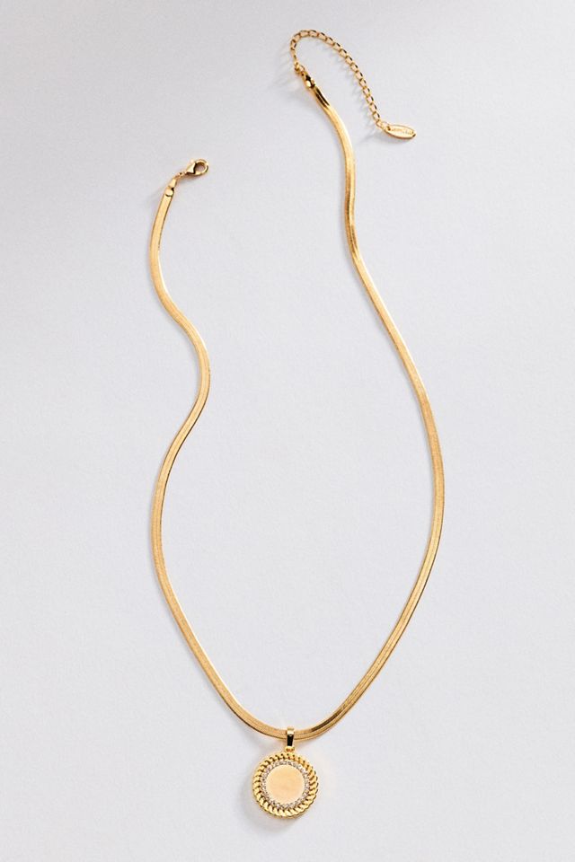By Anthropologie Medallion Herringbone Necklace #1